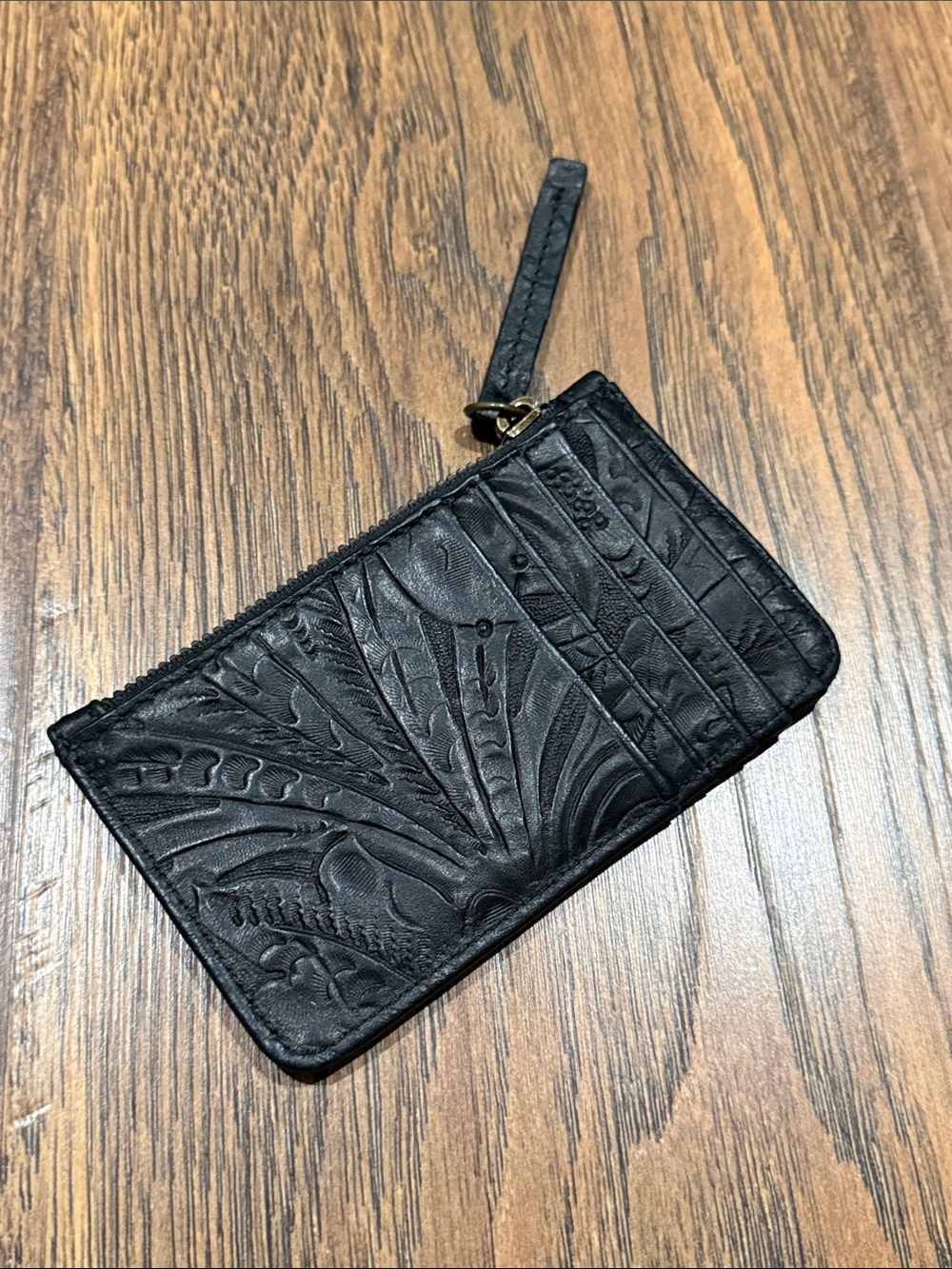 Black Embossed Leather Card Holder